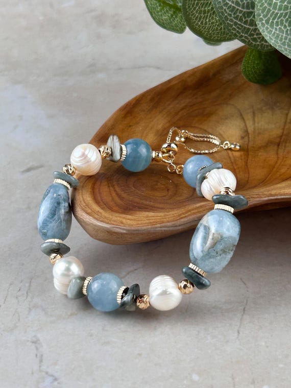 Aquamarine chunky bracelet