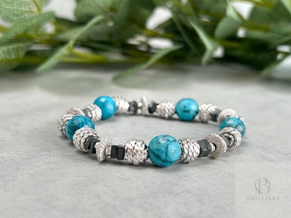 Teal  blue beaded bracelet