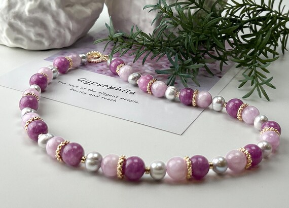 Pink and purple gemstone chocker necklace
