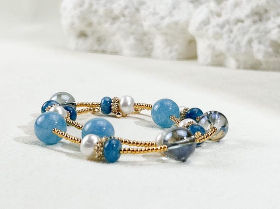 2 in1  blue stones bracelet or choker