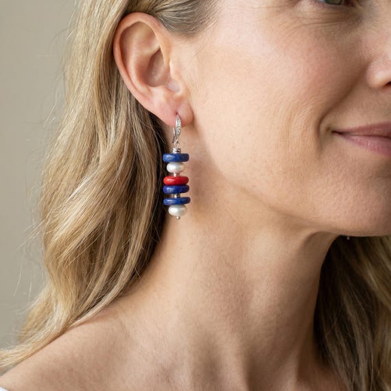 Red white blue earrings