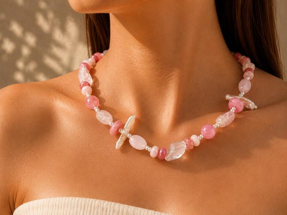 Delicate pink  gemstone Necklace