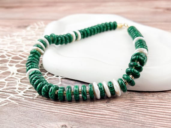 Malachite green gemstone necklaces
