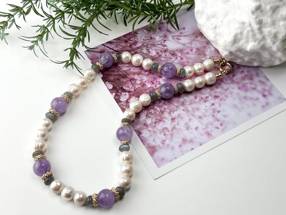 pearls pink necklace