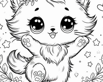 Lot de 100 mignons chiens et chats à colorier à imprimer