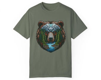 Nature-Inspired Bear Graphic T-Shirt, Outdoor Tee, Animal Graphic Tee, Mountain T-shirt, Adventure T-shirt