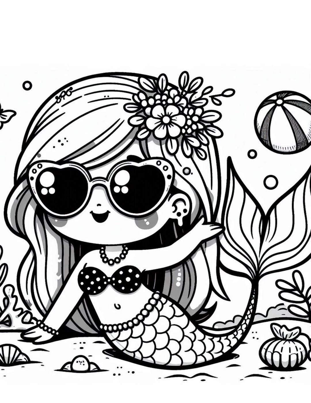 100 Cute Mermaid Coloring Pages - Etsy
