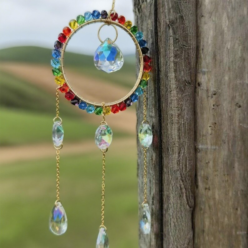 Crystal Sun Catcher Set of 4 | Rainbow Maker Window Decor | Boho ...