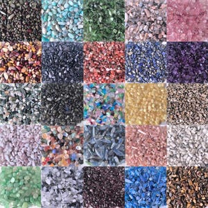 Natural Gemstone Bulk Crystal Chips,40 Types of Crystal Chips,1 oz / 28 g Bag,5-7mm Loose Undrilled Mini Crystals,Tumbled Gemstone Fragments