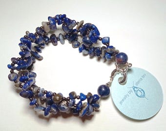 Sodalith Armband - Natürlicher Blauer Stein, verstellbares handgemachtes Armband, Statement Schmuck