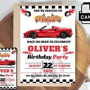 Editable Race Car Birthday Invitation Sport Race Car Invite, Boys Invitation, Car Birthday Invitation, INSTANT DOWNLOAD, Canva Template