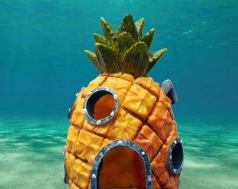 fish tank accessories spongebob Penn-Plax and Pineapple House Aquarium Ornament | 2 Piece Set Plax Officially Licensed SpongeBob SquarePants Fish Starter Kit 3 Pcs Resin Spongebob Fish
