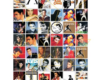 Elvis Presley 1x2 Domino Size 1 inch square images  Digital Collage Sheet Rockabilly Rock n Roll
