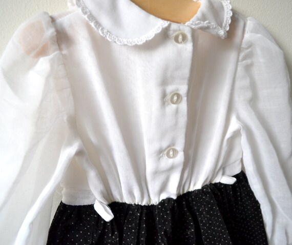 Vintage little girl's black & white cotton and ve… - image 5