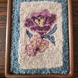 Hand Made Hooked Mug Rug - Bright Flower Shelf Sitter for Cozy Home Accent, Floral Design for Home Décors, Great Gift for Nature Enthusiasts