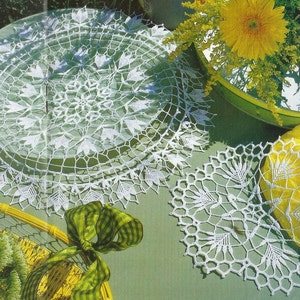 Crochet Doily Set of 1 Large 43 cm - 17 inches and 2 Small 25 cm -  10 inches  - Sunblush