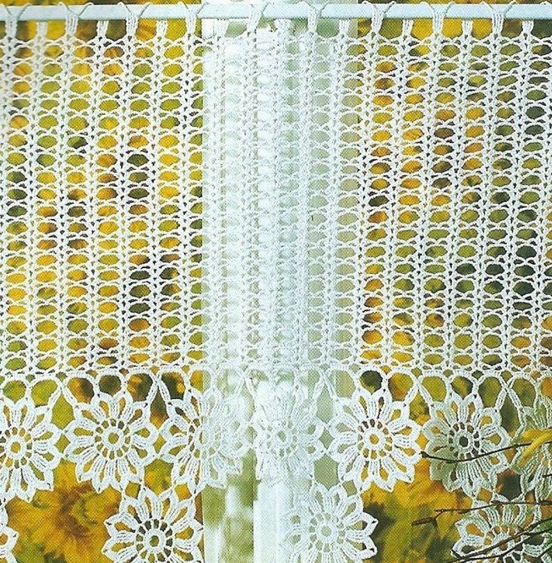 Crochet Lace Curtain/Valance Flower Chain image 1