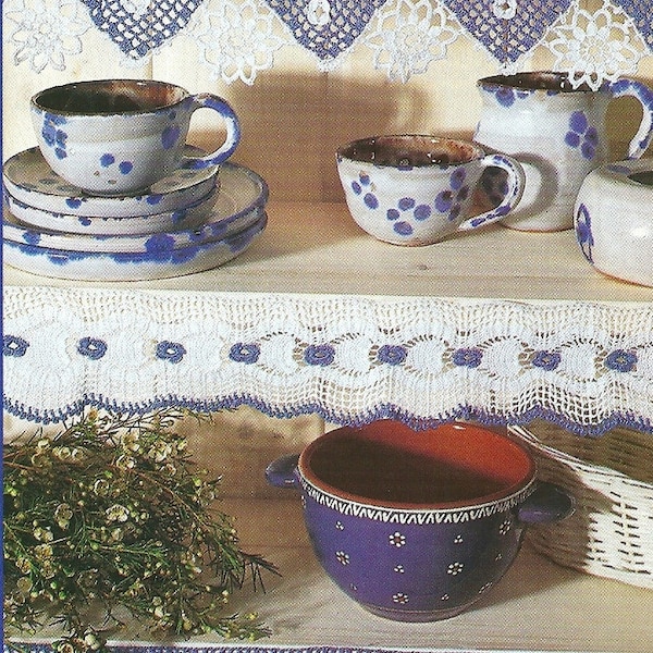 Crocheted Edging - Border -  Blue & White