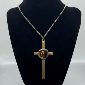 Cross Pendant Necklace, Crown of Thorns, Jesus in Agony, Holy Face, Medal