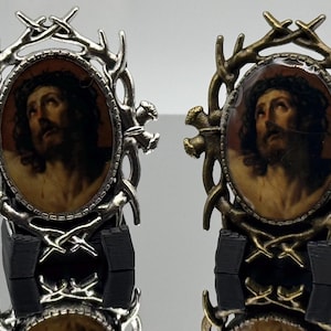 Jesus in Agony, Holy Face, Crown of Thorns Brooch, Medal, Pin, Pendant
