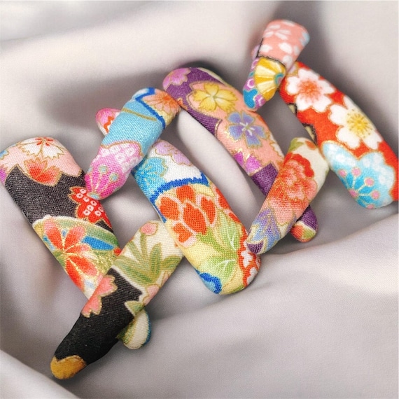 Japanese Snap Hair Clips Set of 2 | Kimono Fabric Hair 