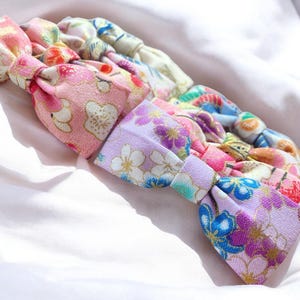 Japanese Fabric Bow Accessory | Choose Hair Tie, Clip or Brooch | Kimono Style Ribbon | Handmade Gift from Japan