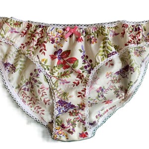 Women&#39;s bikini panties knickers handmade botanical floral feminine