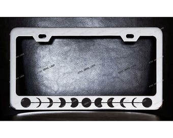 Moon Phases Chrome License Plate frame