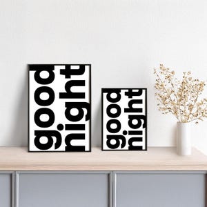 Typoplakat good night // bold // Schwarzweiß // Wandkunst