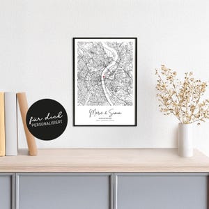 Plakat Stadtplan Erster Kuss // personalisiert