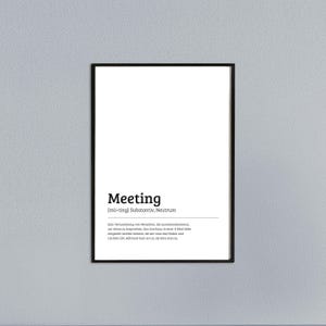 Typoplakat Definition Meeting // Schwarzweiß // Wandkunst
