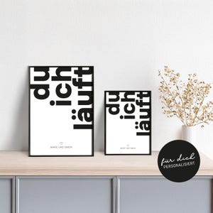 Plakat du ich läuft // personalisiert // schwarzweiß