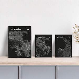 Plakat Stadtplan // Havanna // Jakarta // Kapstadt // Los Angeles // New York // Rio de Janeiro // Sydney // Tokio // Toronto // schwarz