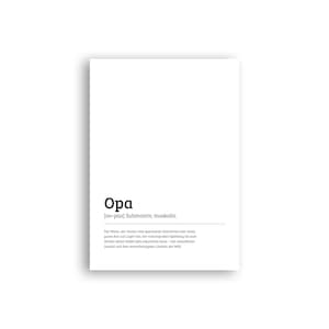 Typoplakat Definition Opa // Schwarzweiß // Wandkunst