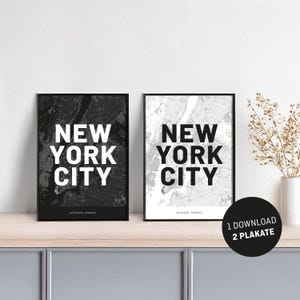 Plakat Stadtplan // New York City // schwarzweiß // 1 Download – 2 Plakate