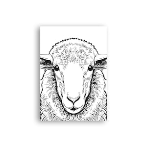Tierplakat Schaf // Schwarzweiß // Wandkunst // Illustration // Scribble