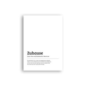 Typoplakat Definition Zuhause // Schwarzweiß // Wandkunst