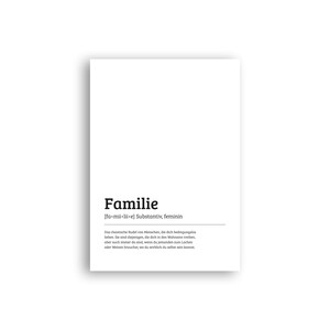 Typoplakat Definition Familie // Schwarzweiß // Wandkunst