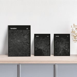 Plakat Stadtplan // Amsterdam // Barcelona // Dublin // London // Madrid // Oslo // Paris // Rom // Stockholm // Städte Europa // schwarz