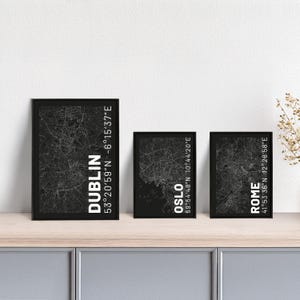 Plakat Stadtplan // Amsterdam // Barcelona // Dublin // London // Madrid // Oslo // Paris // Rom // Stockholm // Städte Europa // schwarz