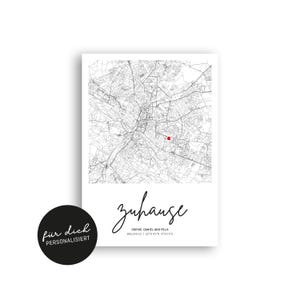 Plakat Stadtplan Zuhause // personalisiert