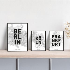 Plakat Stadtplan // Berlin // Bremen // Dortmund // Düsseldorf // Frankfurt // Hamburg // Köln // Leipzig // München // weiß