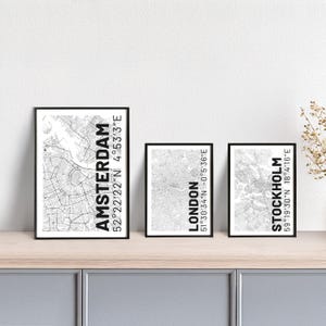Plakat Stadtplan // Amsterdam // Barcelona // Dublin // London // Madrid // Oslo // Paris // Rom // Stockholm // Städte Europa // weiß