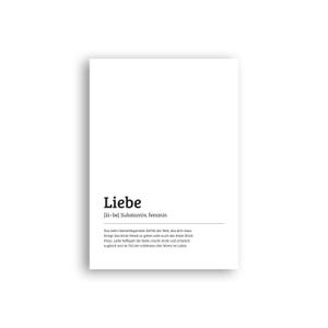Typoplakat Definition Liebe // Schwarzweiß // Wandkunst