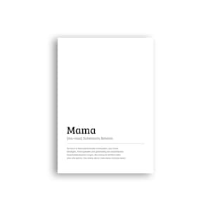 Typoplakat Definition Mama // Schwarzweiß // Wandkunst