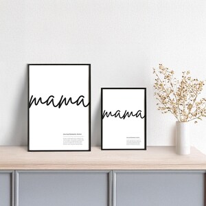 Typoplakat Definition Mama // Schwarzweiß // Wandkunst