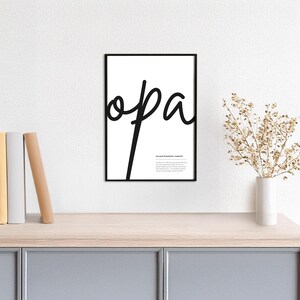 Typoplakat Definition Opa // Schwarzweiß // Wandkunst