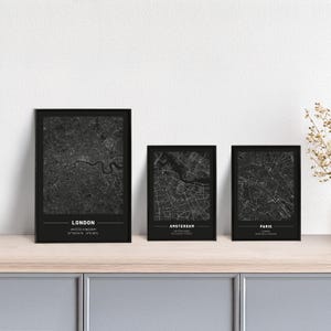 Plakat Stadtplan // Amsterdam // Barcelona // Dublin // London // Madrid // Oslo // Paris // Rom // Stockholm // Städte Europa // schwarz