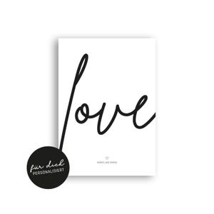 Plakat love // personalisiert // schwarzweiß