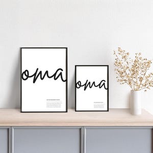 Typoplakat Definition Oma // Schwarzweiß // Wandkunst